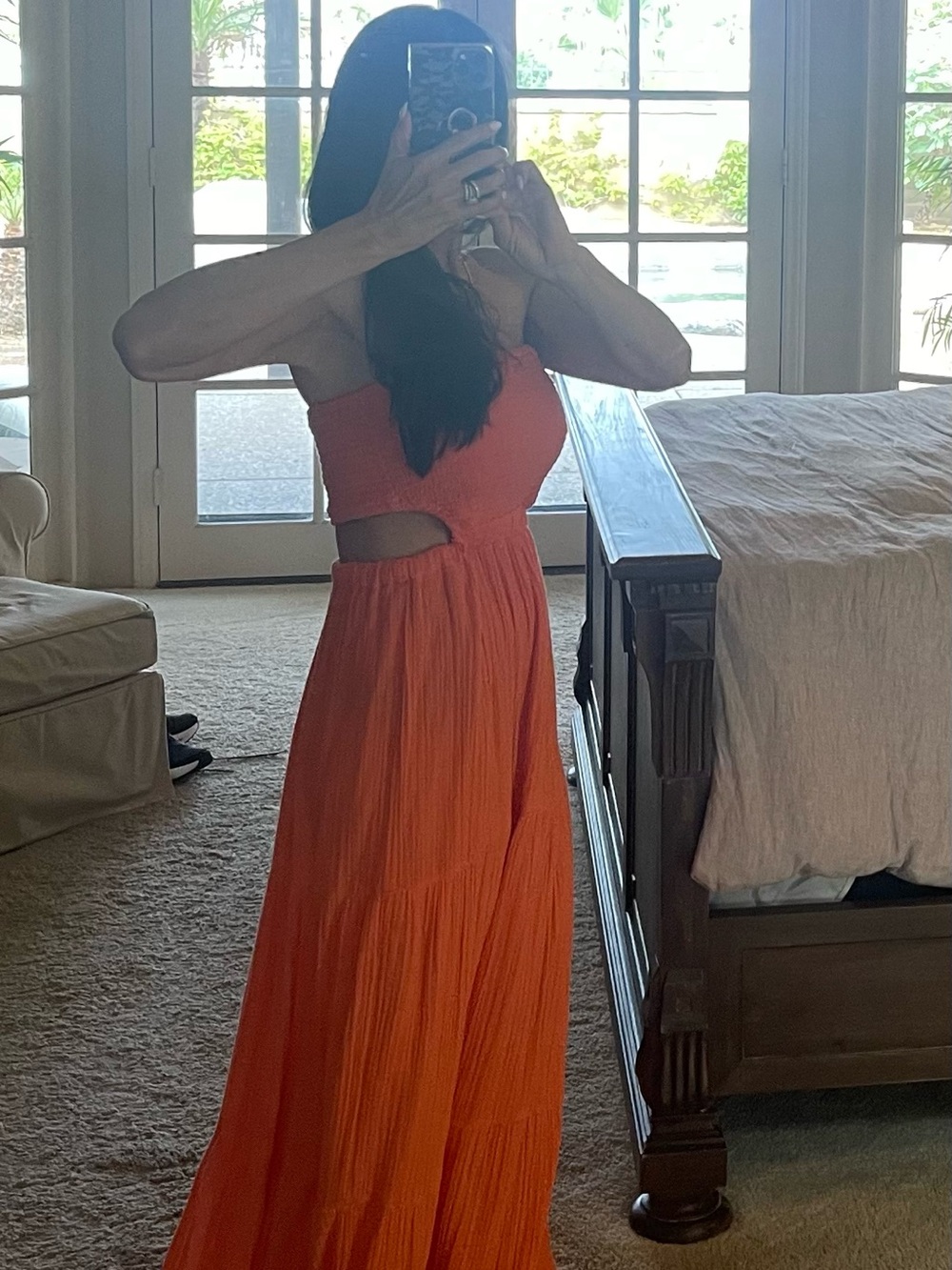 Billabong Orange One-Shoulder Cutout Maxi Dress